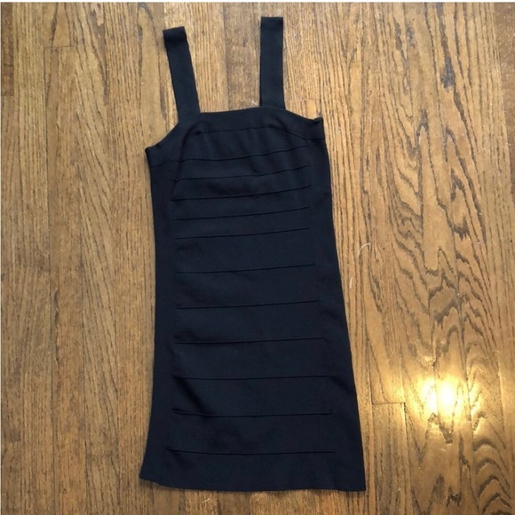 Express Black Strap Bandage Bodycon Shift Dress Size Medium Y2K - Picture 2 of 6